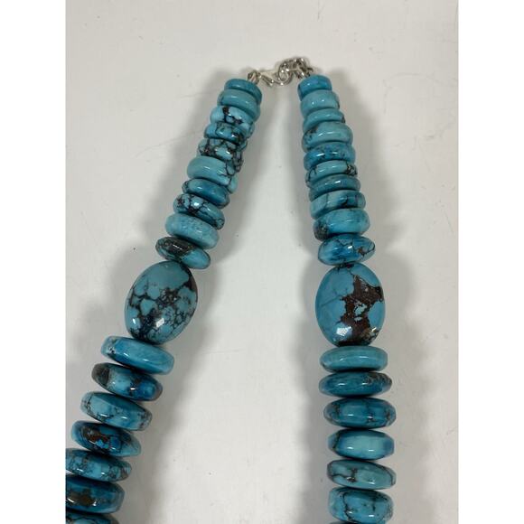 Turquoise Chunky Nugget Necklace w/ Marbled Matrix - Picture 5 of 5
